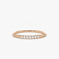 14k Gold 7 Stone Petite Diamond Wedding Band