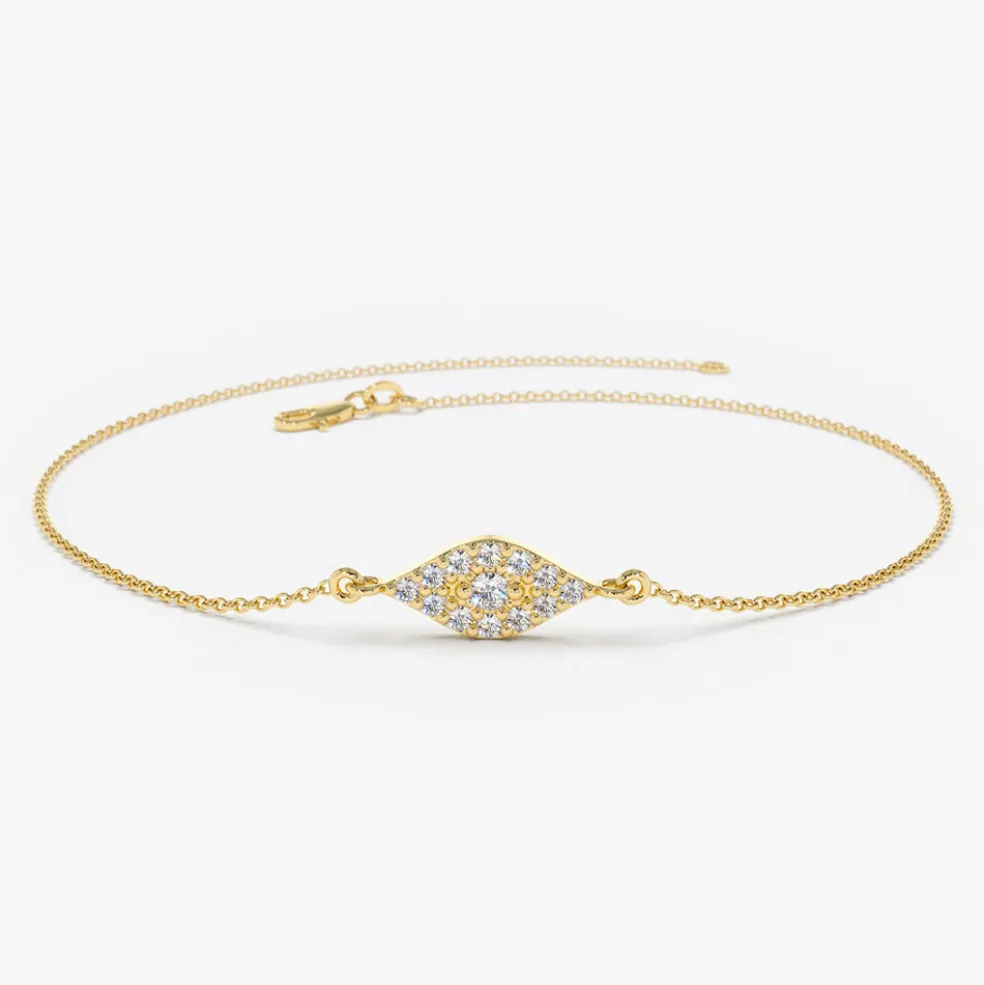 14k Gold All Diamond Evil Eye Bracelet