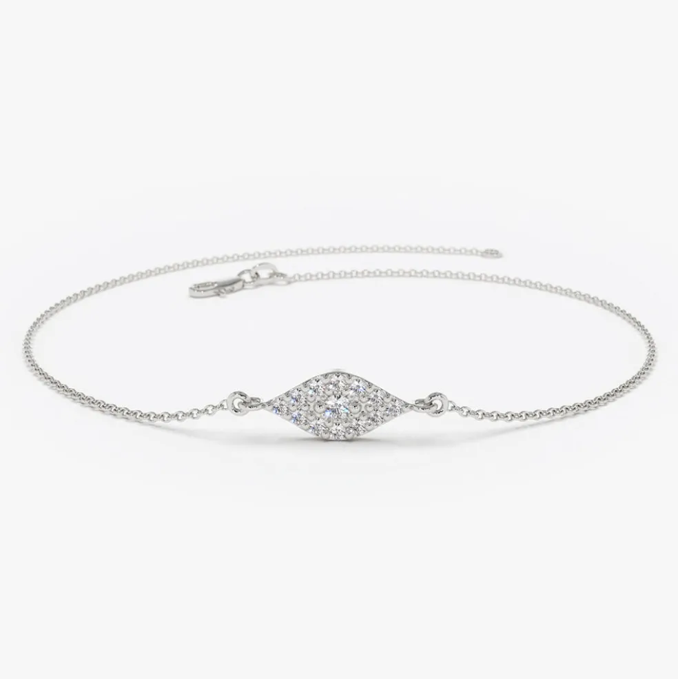 14k Gold All Diamond Evil Eye Bracelet