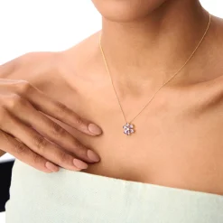 14K Gold Amethyst Flower Necklace