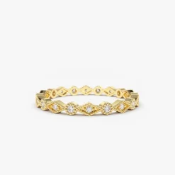 14K Gold Art Deco Diamond Eternity Band