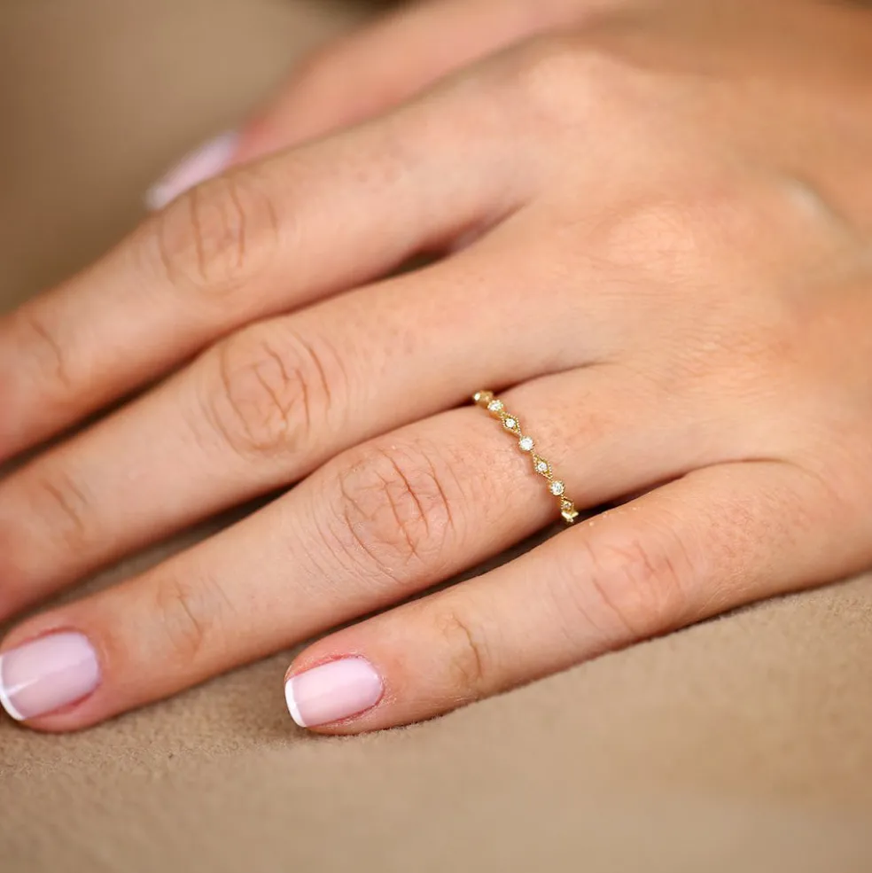 14K Gold Art Deco Diamond Eternity Band