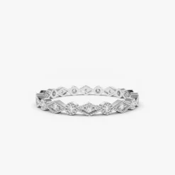 14K Gold Art Deco Diamond Eternity Band