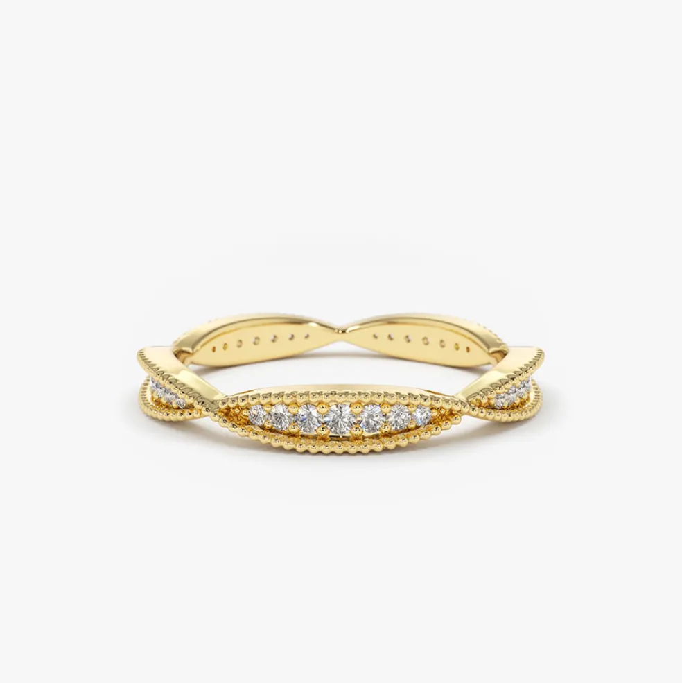 14K Gold Art Deco Graduating Diamond Full Eternity Ring