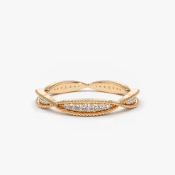 14K Gold Art Deco Graduating Diamond Full Eternity Ring