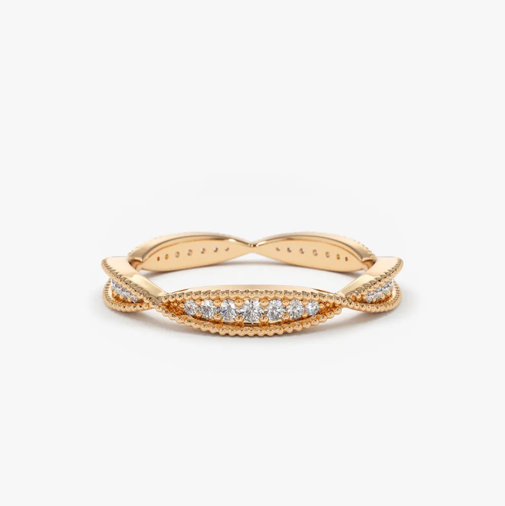 14K Gold Art Deco Graduating Diamond Full Eternity Ring