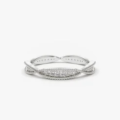 14K Gold Art Deco Graduating Diamond Full Eternity Ring