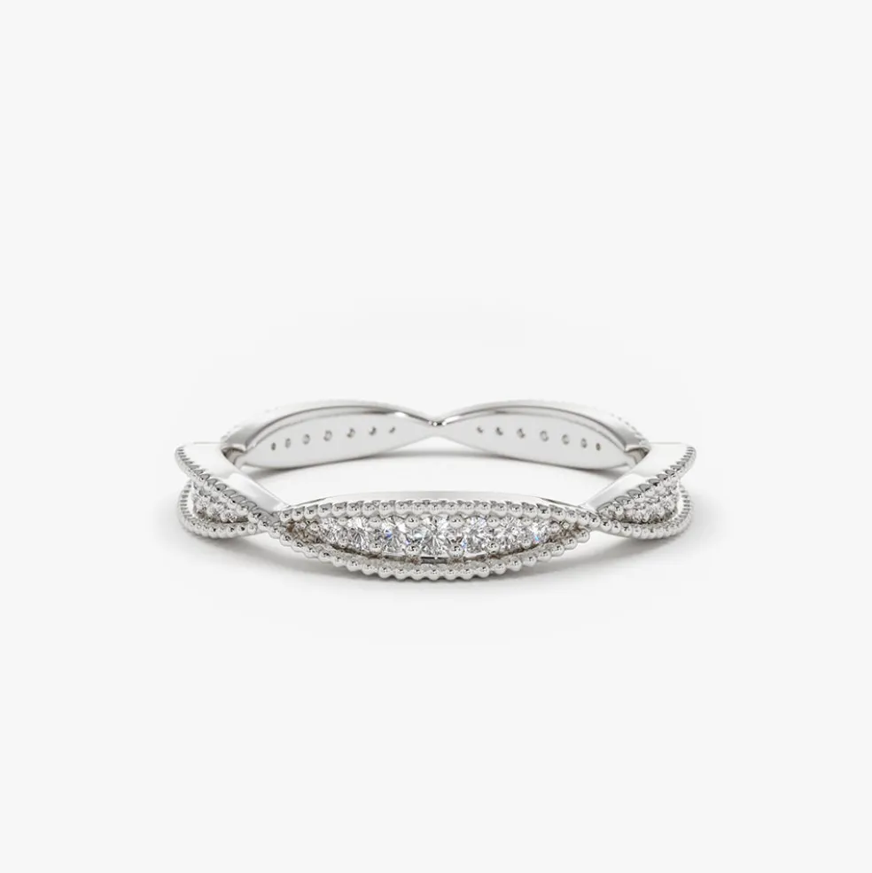14K Gold Art Deco Graduating Diamond Full Eternity Ring