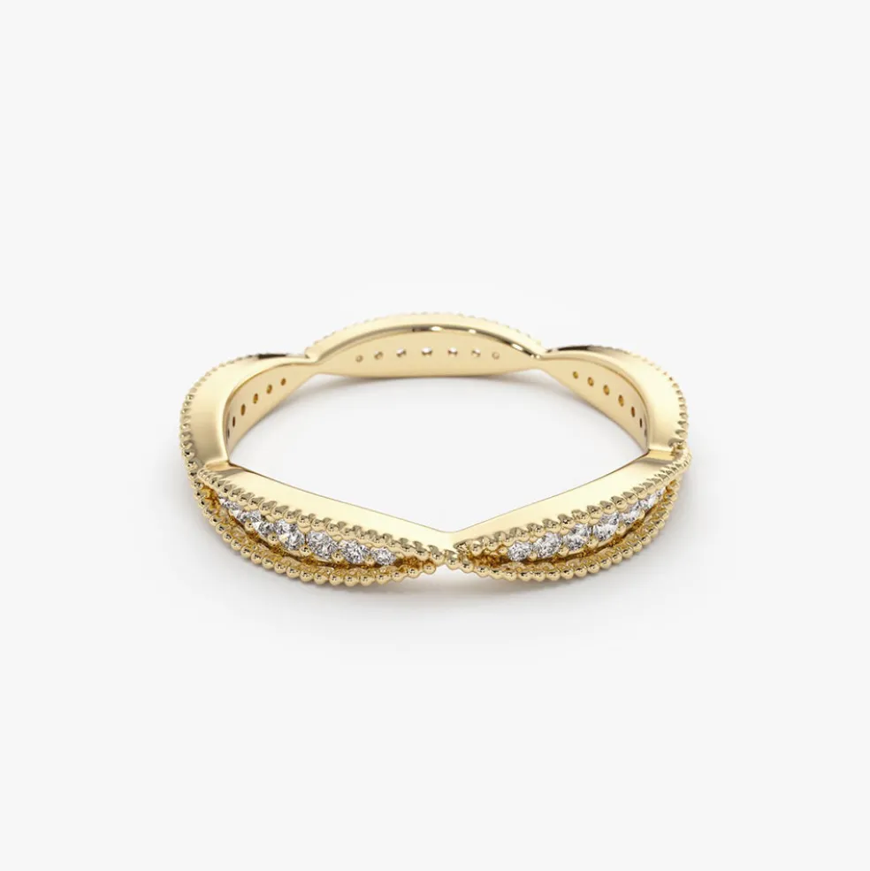 14K Gold Art Deco Graduating Diamond Full Eternity Ring