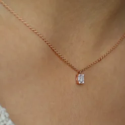14K Gold Baguette & Round Diamond Charm Pendant