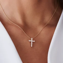 14k Gold Baguette and Round Diamond Necklace