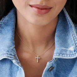 14k Gold Baguette and Round Diamond Necklace
