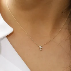 14K Gold Baguette and Round Cut Diamond Necklace