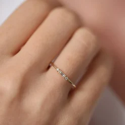 14k Gold Baguette and Round Diamond Ring