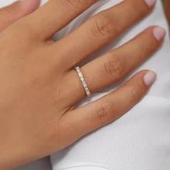 14K Gold Baguette and Round Diamond Ring