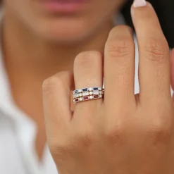 14K Gold Baguette and Round Diamond Ring