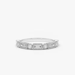 14K Gold Baguette and Round Diamond Ring