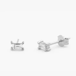 14K Gold Baguette Cut Diamond Stud Earrings