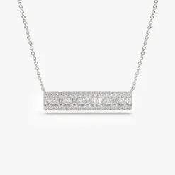 14k Gold Baguette Diamond Horizontal Necklace