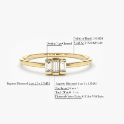 14K Gold Baguette Trio Diamond Ring
