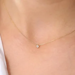 14K Gold Bezel Set Diamond Solitaire Necklace