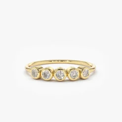 14K Gold Bezel Set Diamond Wedding Band