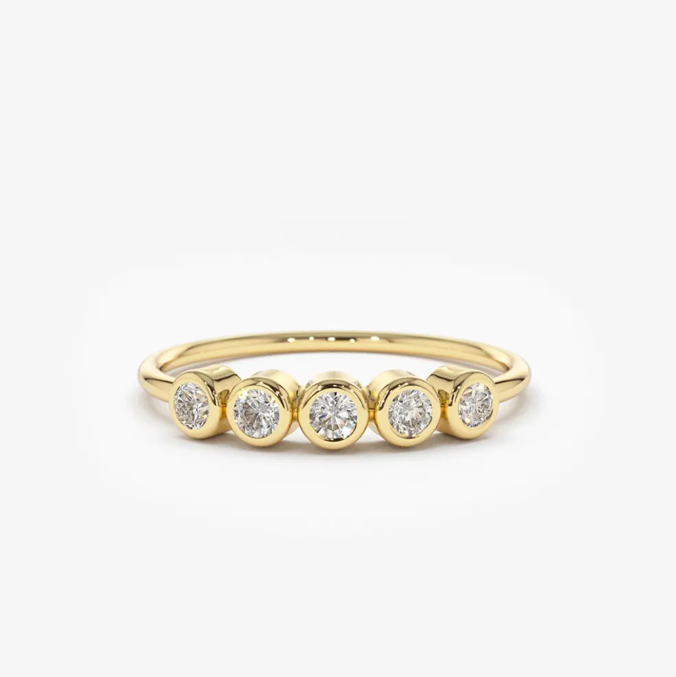 14K Gold Bezel Set Diamond Wedding Band