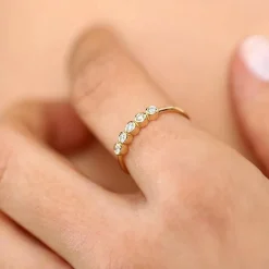 14K Gold Bezel Set Diamond Wedding Band