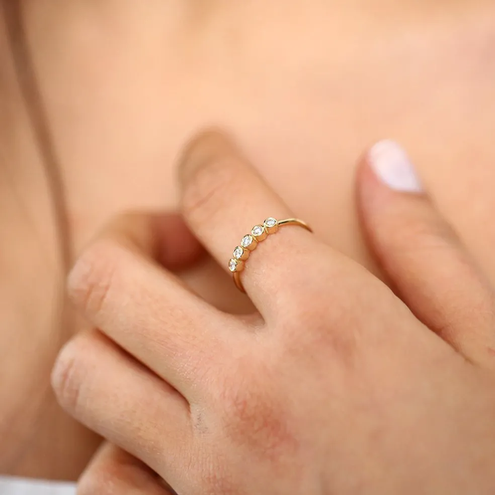 14K Gold Bezel Set Diamond Wedding Band