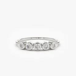14K Gold Bezel Set Diamond Wedding Band