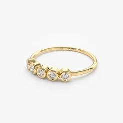 14K Gold Bezel Set Diamond Wedding Band