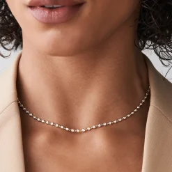 14K Gold Bezel Setting Diamond Tennis Necklace
