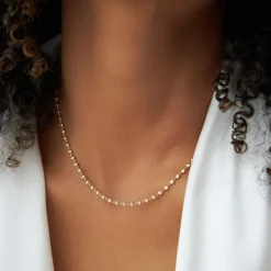 14K Gold Bezel Setting Diamond Tennis Necklace