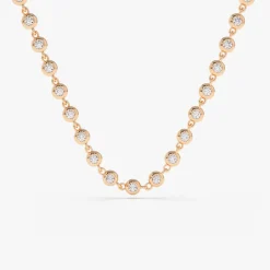 14K Gold Bezel Setting Diamond Tennis Necklace