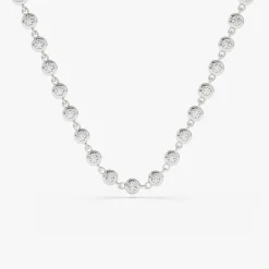 14K Gold Bezel Setting Diamond Tennis Necklace
