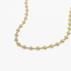 14K Gold Bezel Setting Diamond Tennis Necklace