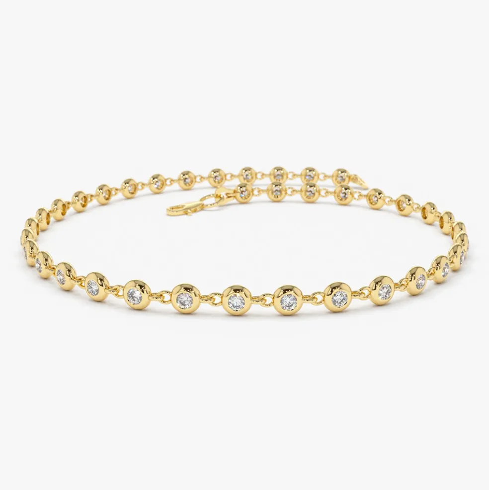 14K Gold Bezel Setting Diamond Tennis Bracelet