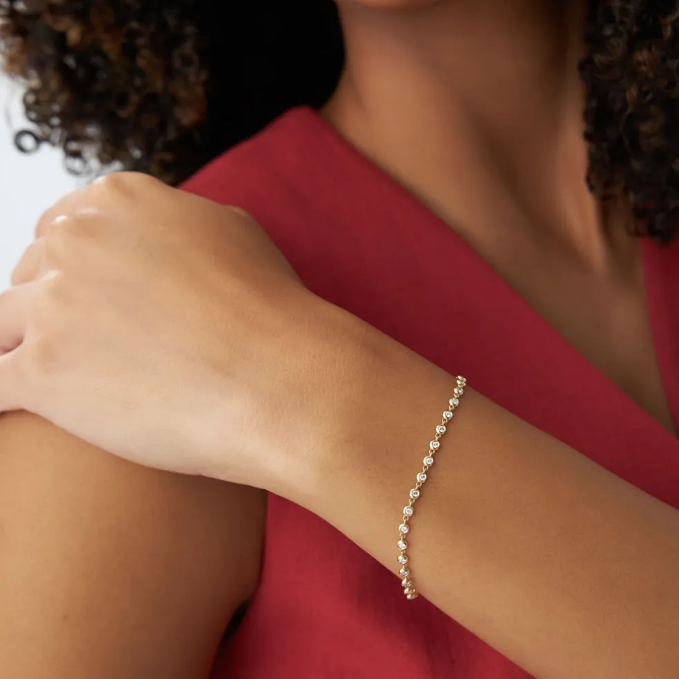14K Gold Bezel Setting Diamond Tennis Bracelet