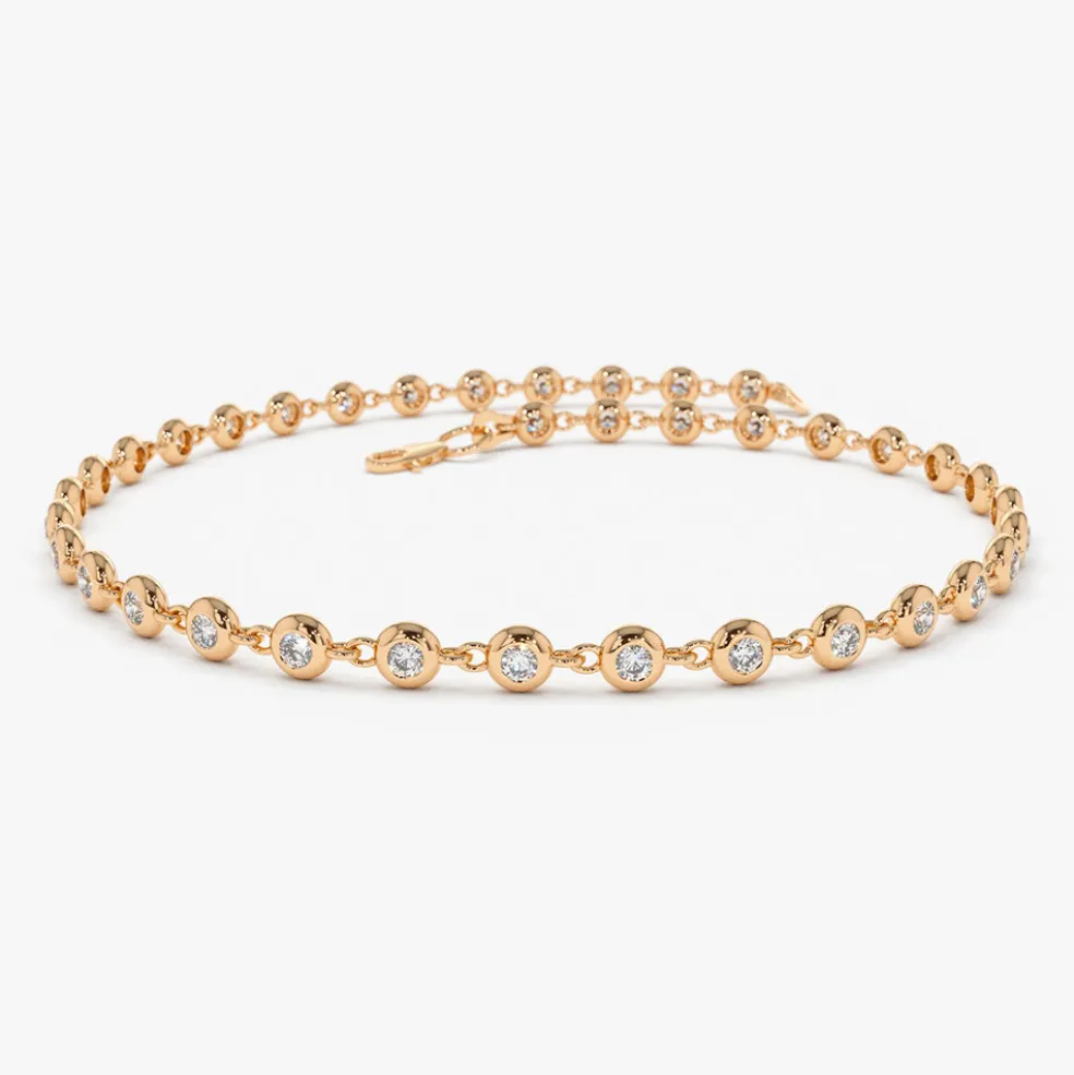 14K Gold Bezel Setting Diamond Tennis Bracelet