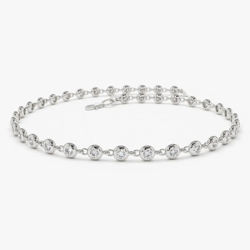 14K Gold Bezel Setting Diamond Tennis Bracelet