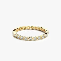 14K Gold Bezel Setting Round Brilliant Cut Diamond Eternity Ring