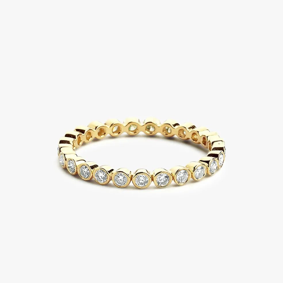 14K Gold Bezel Setting Round Brilliant Cut Diamond Eternity Ring