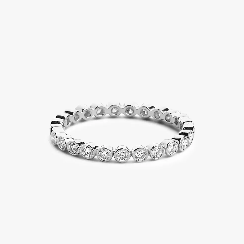 14K Gold Bezel Setting Round Brilliant Cut Diamond Eternity Ring