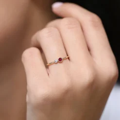 14K Gold Bezel Setting Ruby and Diamond Ring