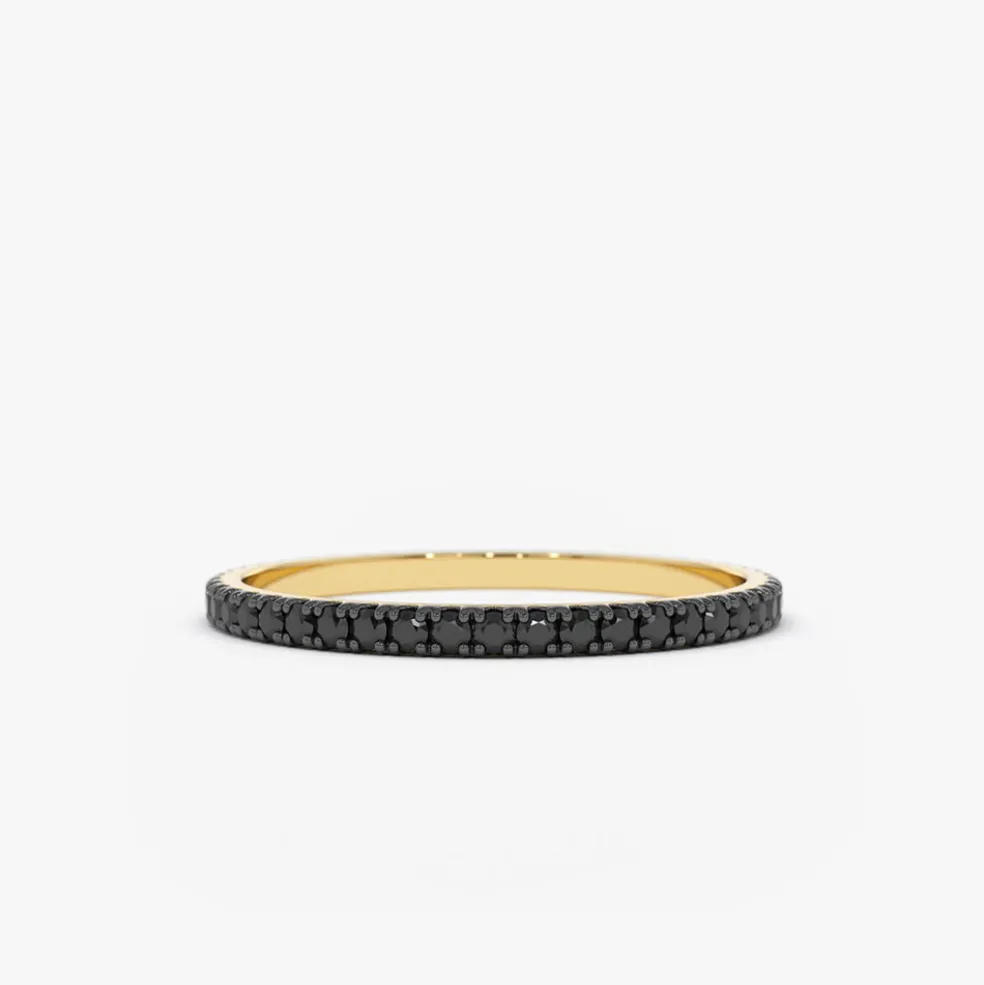14K Gold Black Diamond Eternity Band