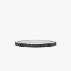 14K Gold Black Diamond Eternity Band