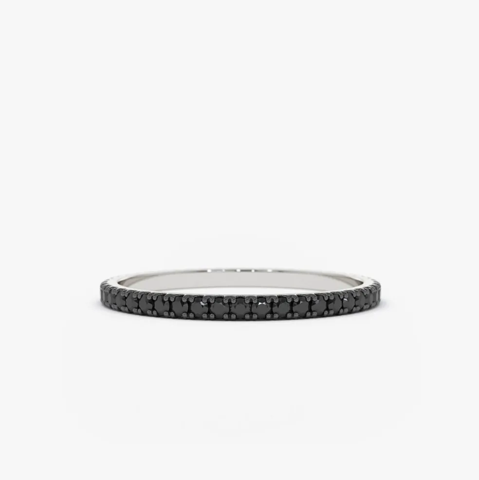14K Gold Black Diamond Eternity Band