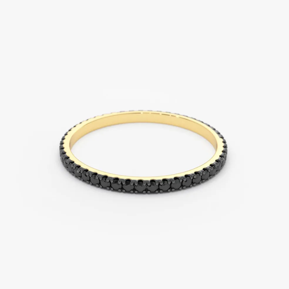 14K Gold Black Diamond Eternity Band