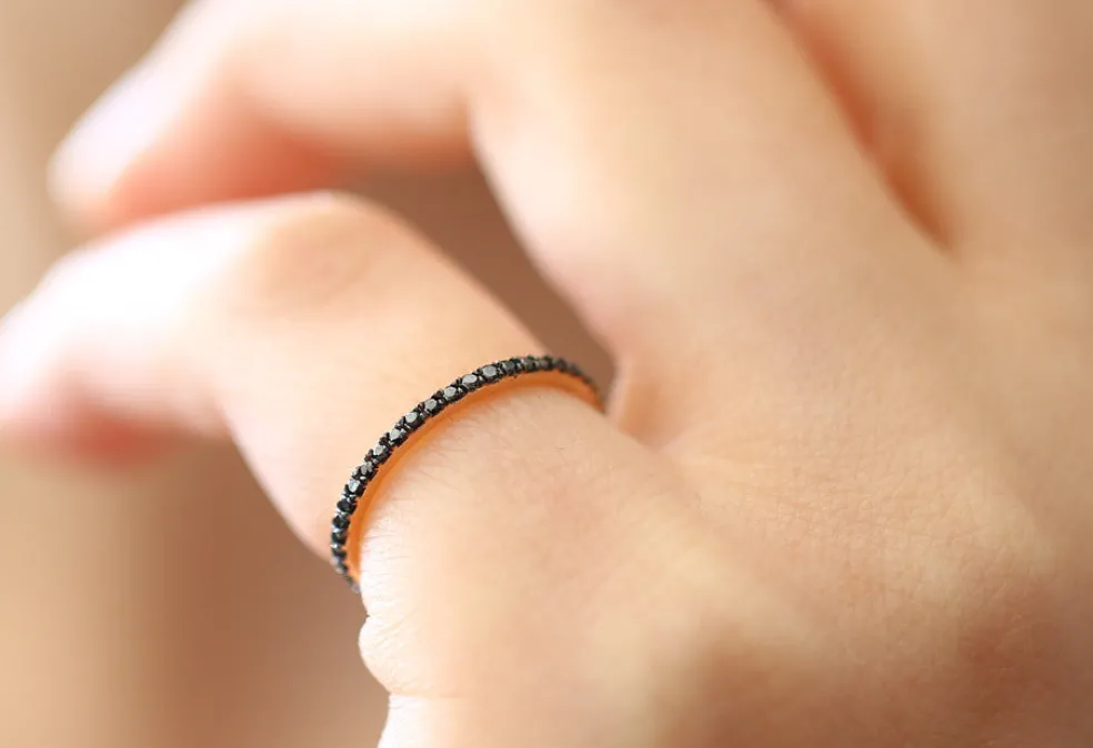 14K Gold Black Diamond Eternity Band