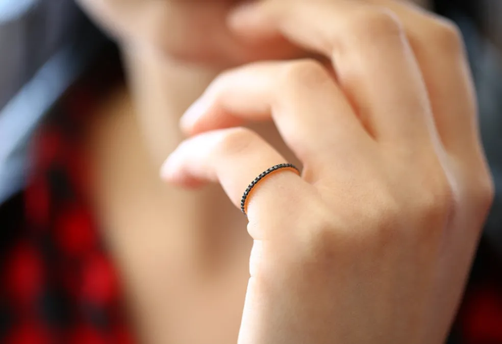14K Gold Black Diamond Eternity Band